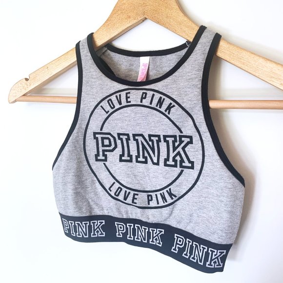 VS PINK • Grey + Black Sports Bra • Racer Back - Picture 4 of 10